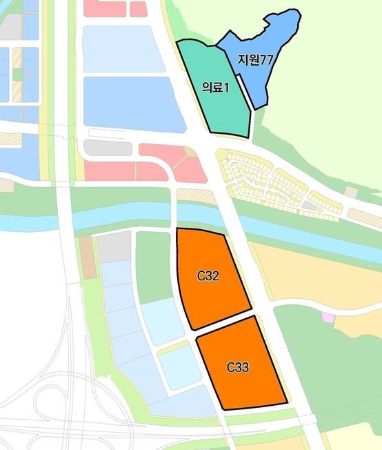 종합병원 유치예정 부지 표시