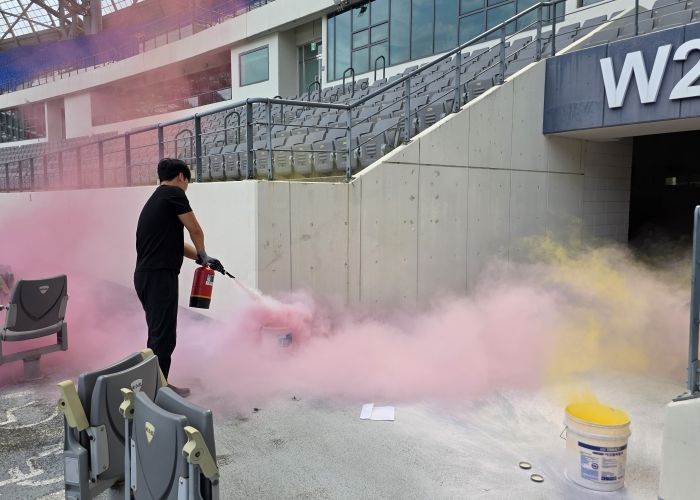 용인도시공사 미르스타디움 합동소방훈련 실시