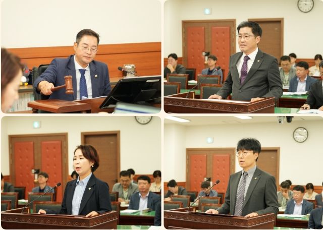 왼쪽부터 시계방향으로 : 한근수 위원장, 김동훈 의원, 원주영 의원, 정현미 의원