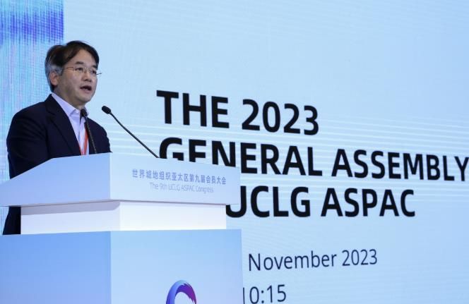 ‘2023 제9차 UCLG ASPAC 이우시 총회’에서 차기 총회 고양시 유치 제안한 이동환 고양특례시장