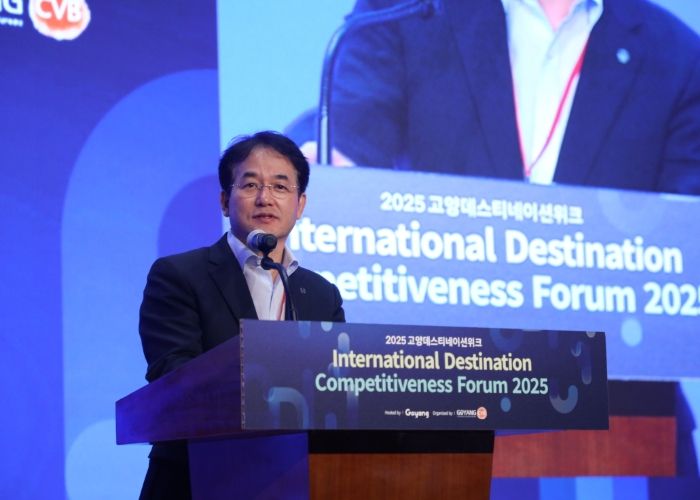 지속가능한 마이스 산업 육성을 위한 국제회의‘2025 고양데스티네이션위크’에 참석해 개회사 중인 이동환 고양특례시장(2025.8.22.)