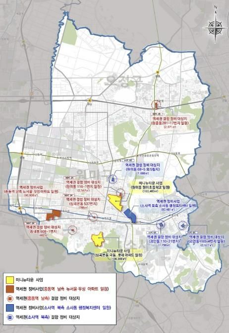 지난 7월 선정된 ‘미니뉴타운·역세권정비사업’ 대상지 위치도