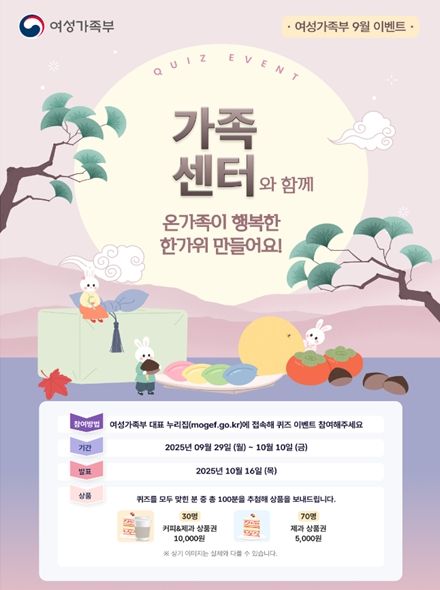 여성가족부 누리집‘가족센터 초성 퀴즈’이벤트