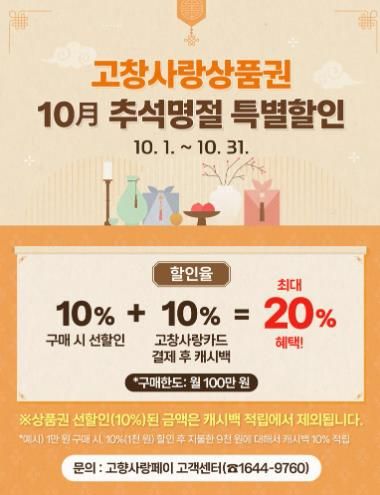 고창사랑상품권_추석명절 20%특별할인