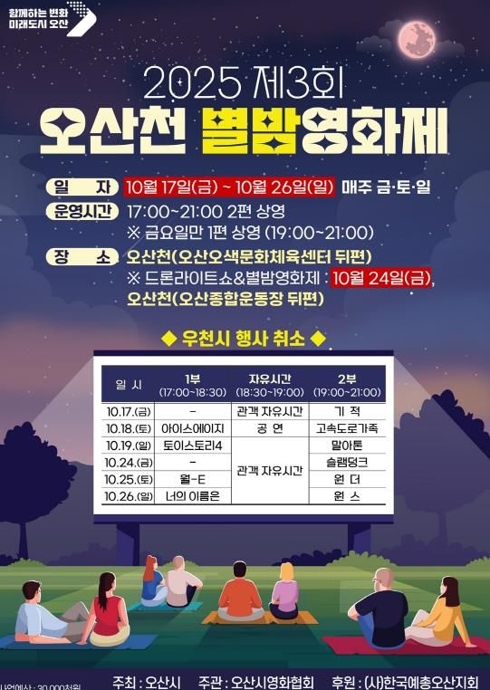 오산시, '2025 제3회 오산천 별밤영화제' 개최