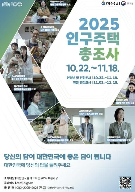 하남시, 10월 22일부터 ‘2025 인구주택총조사’ 실시