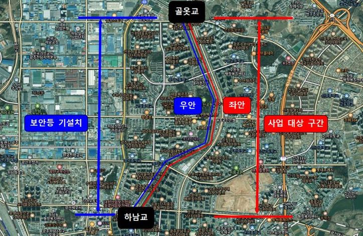 풍영정천 산책로 위치도