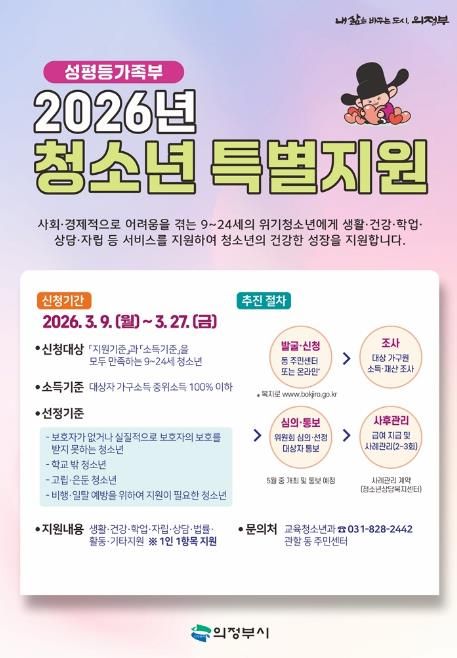 의정부시, 2026년 청소년 특별지원 대상자 모집