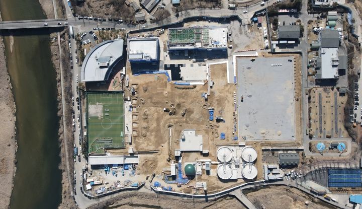 6월 용인에코타운조성사업 준공을 앞두고 마무리 공사가 진행되고 있는 용인레스피아 전경