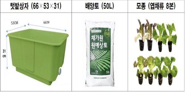 텃밭상자, 배양토, 모종으로 구성된 서대문구 ‘상자텃밭’ 세트